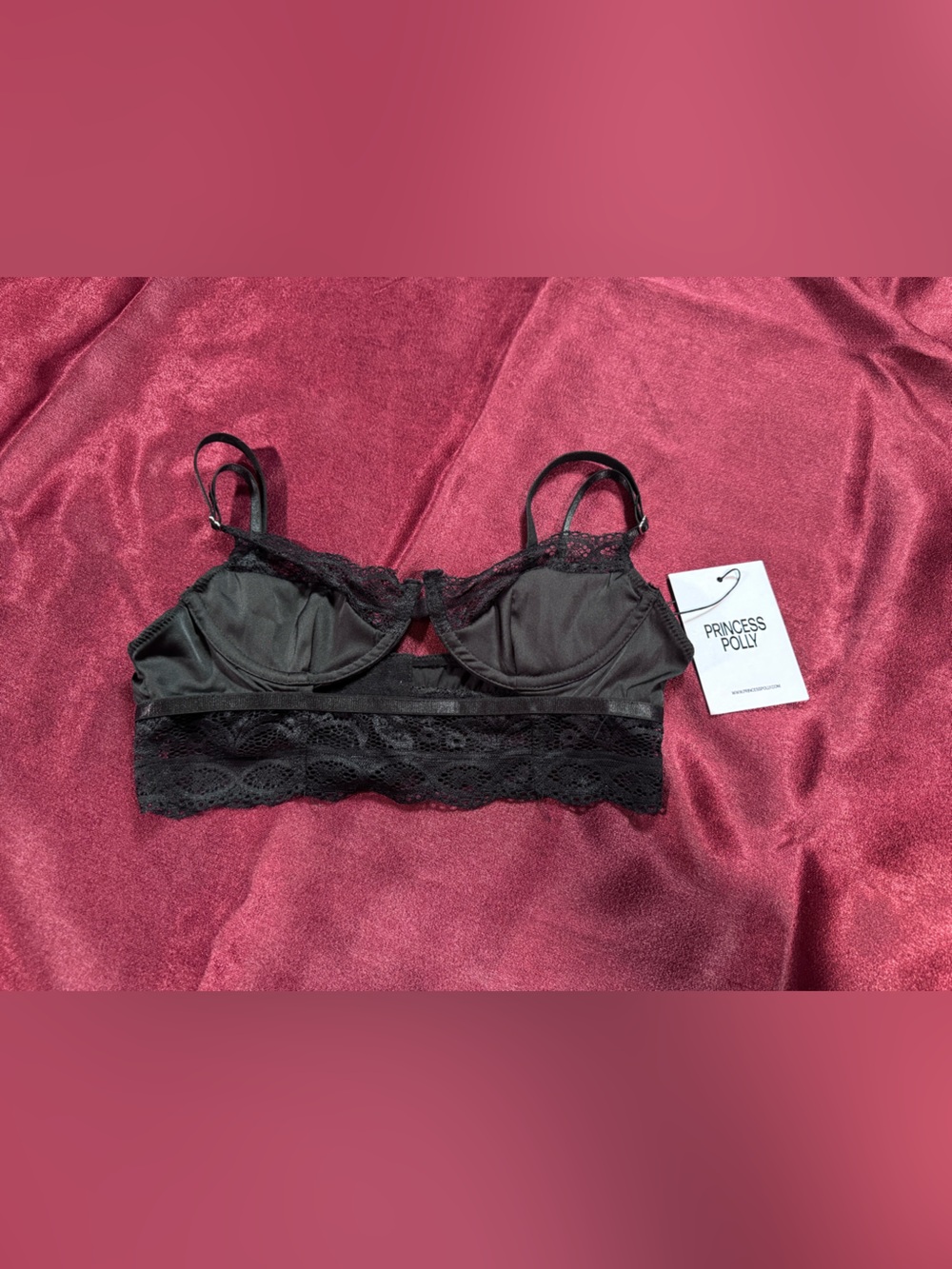 Princess Polly Black Lace Longline Bralette